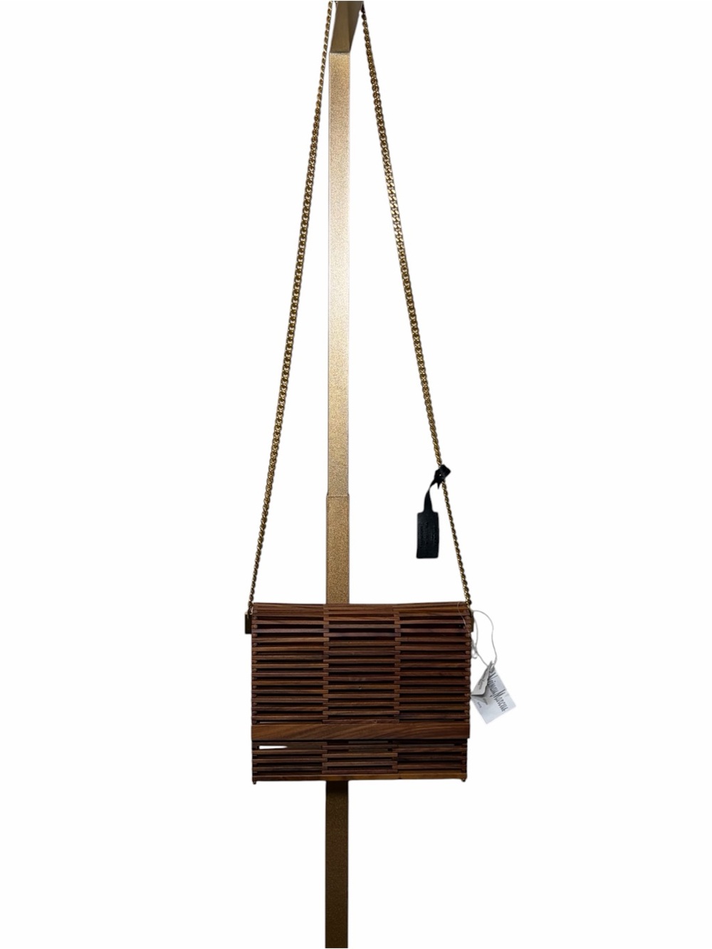 Saint Laurent Wooden Crossbody Bag in Brown
